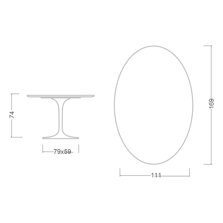 Tulipanbord Eero Saarinen H 73 Oval i Statuario Altissimo keramik fremstillet i Italien - Scarlet Viadurini