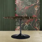 Eero Saarinen Tulip Table H 73 Oval i mørk Emperador-marmor fremstillet i Italien - Scarlet Viadurini