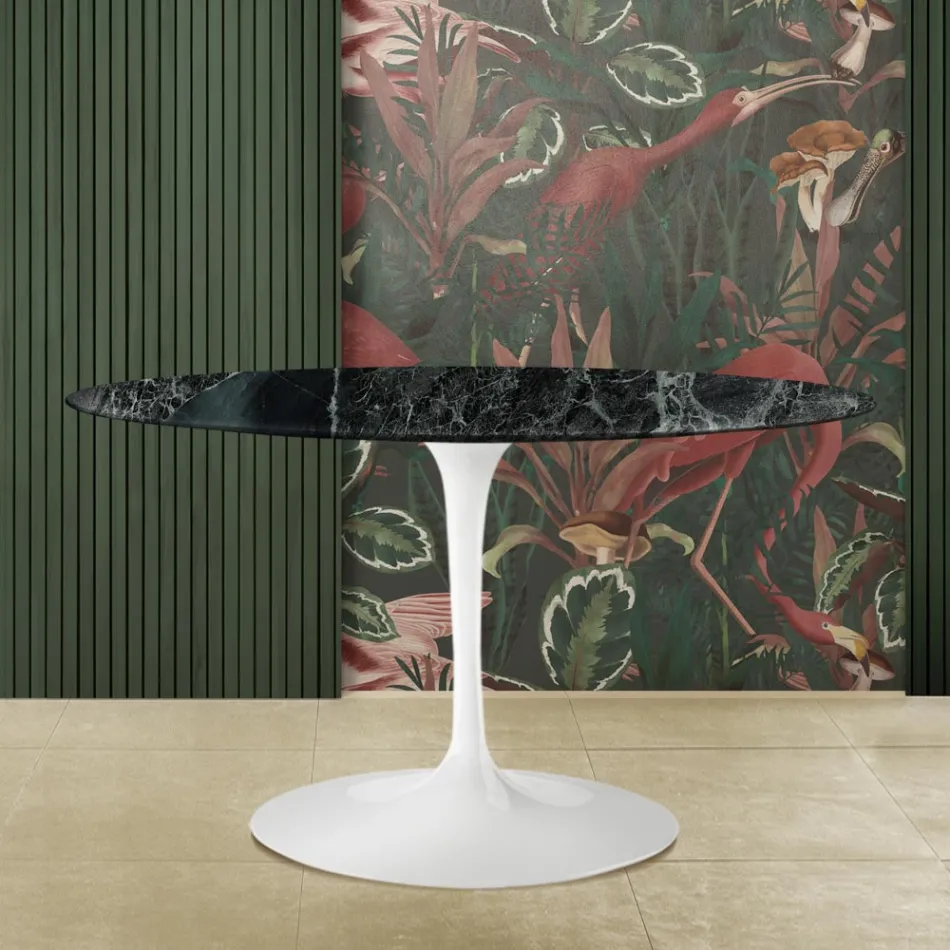 Eero Saarinen Tulip Table H 73 Oval i Green Alpi Marble Made in Italy - Scarlet Viadurini