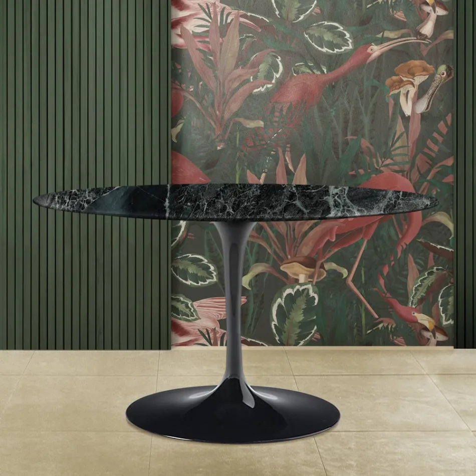 Eero Saarinen Tulip Table H 73 Oval i Green Alpi Marble Made in Italy - Scarlet Viadurini