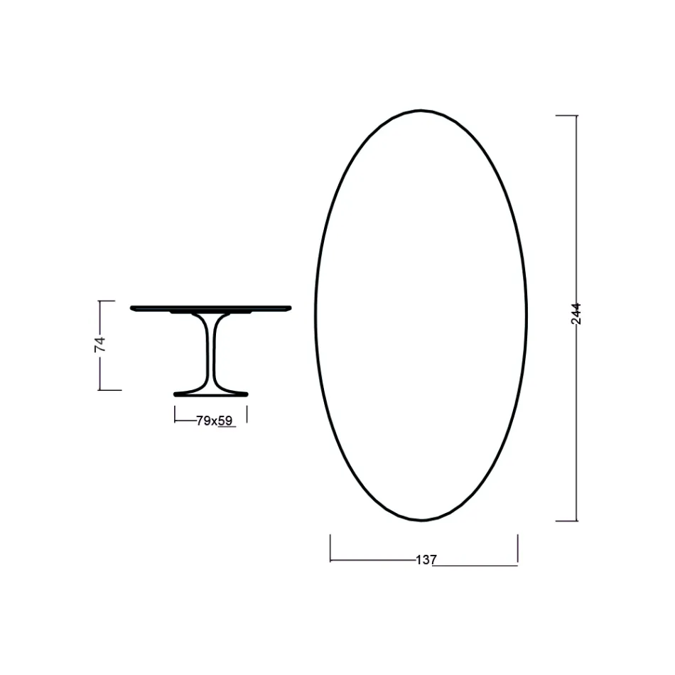 Tulipanbord Eero Saarinen H 73 Oval i naturlig eg fremstillet i Italien - Scarlet Viadurini