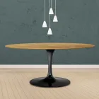 Tulipanbord Eero Saarinen H 73 Oval i naturlig eg fremstillet i Italien - Scarlet Viadurini