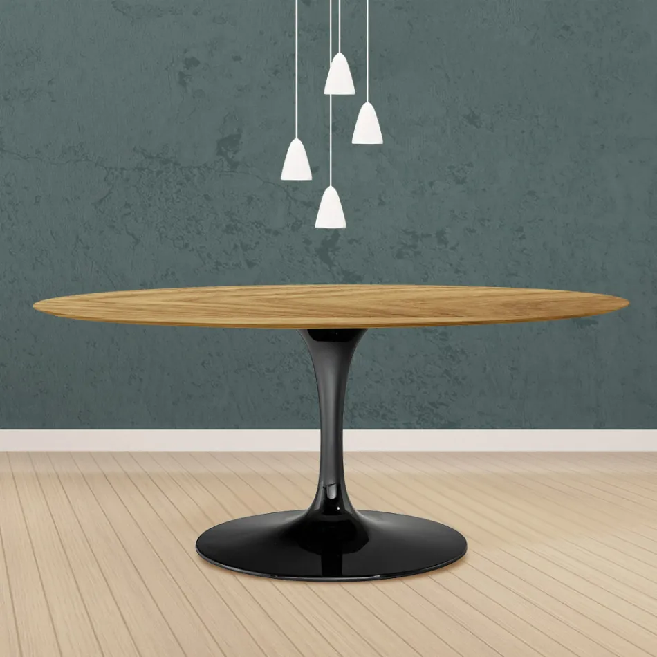 Tulipanbord Eero Saarinen H 73 Oval i naturlig eg fremstillet i Italien - Scarlet Viadurini