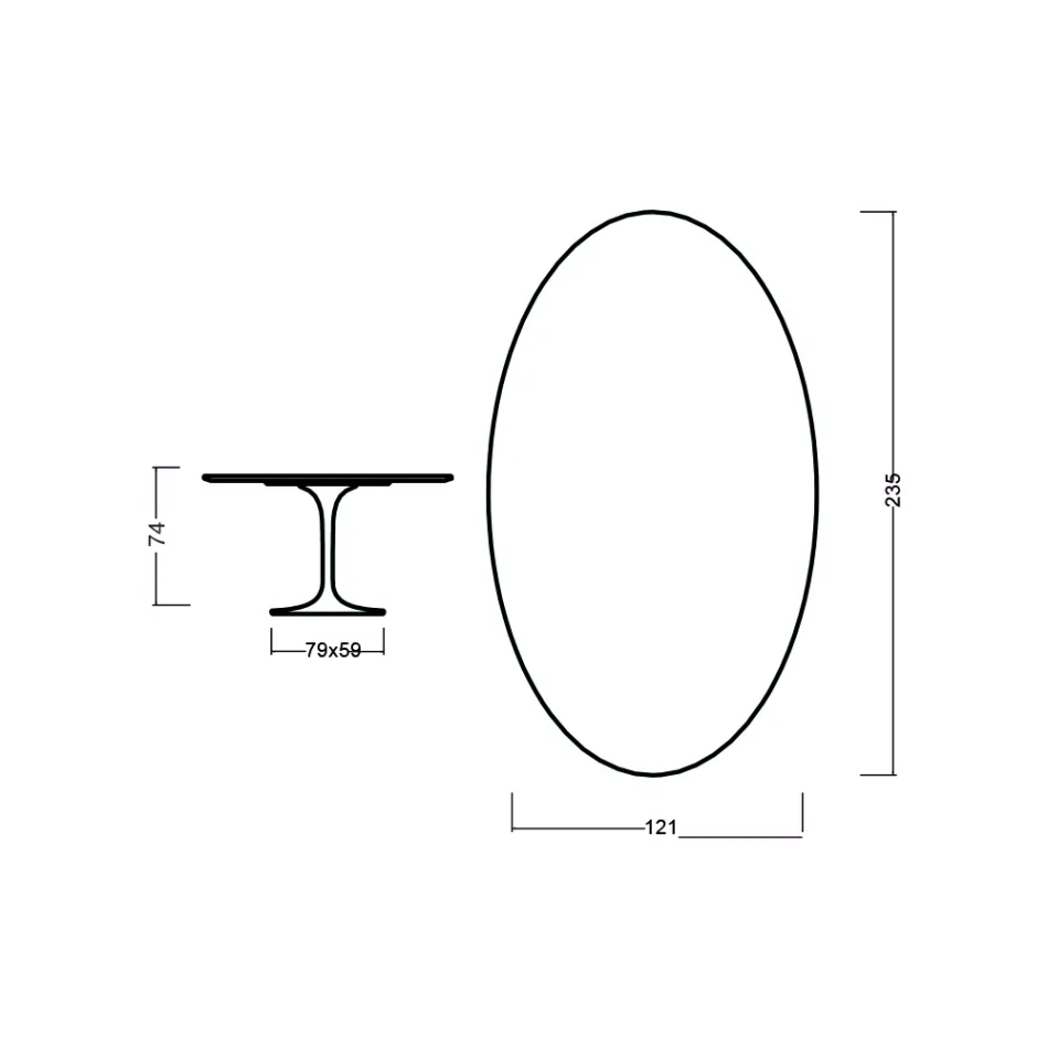 Tulip Table Eero Saarinen H 73 Oval i kirsebærbejdset eg Made in Italy - Scarlet Viadurini