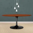 Tulip Table Eero Saarinen H 73 Oval i kirsebærbejdset eg Made in Italy - Scarlet Viadurini