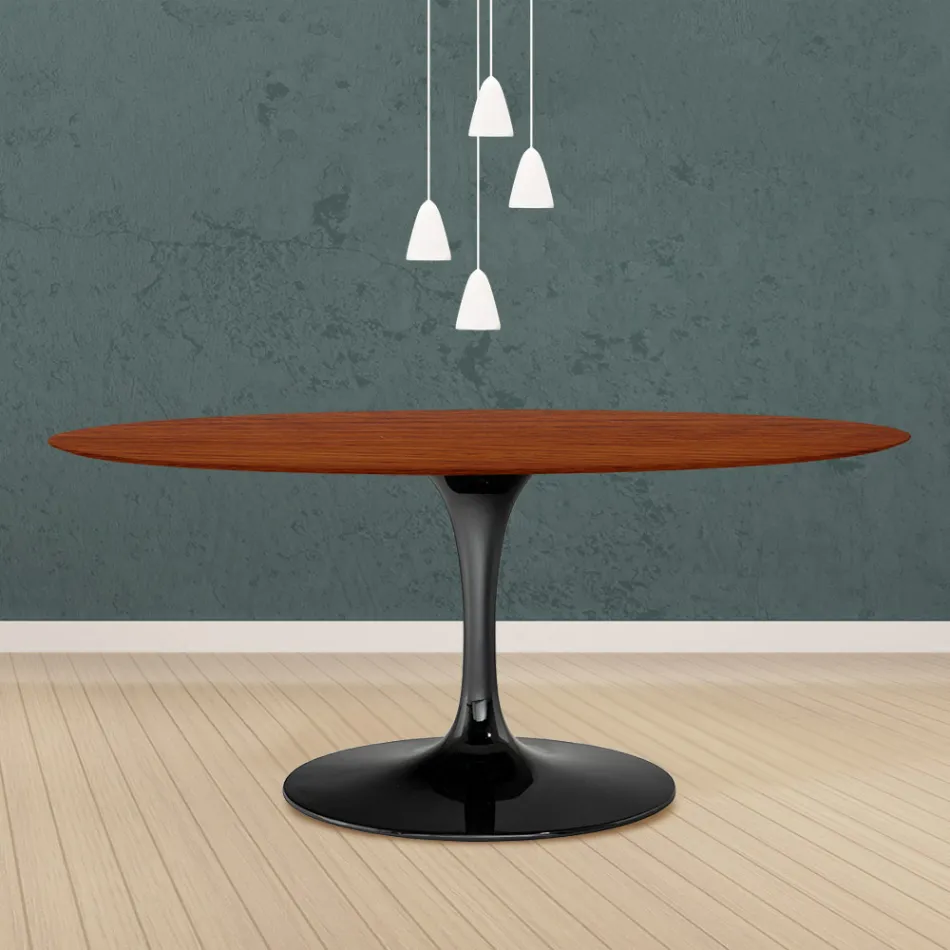 Tulip Table Eero Saarinen H 73 Oval i kirsebærbejdset eg Made in Italy - Scarlet Viadurini