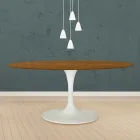 Eero Saarinen Tulip Table H 73 Oval i lys valnøddebejdset eg fremstillet i Italien - Scarlet Viadurini