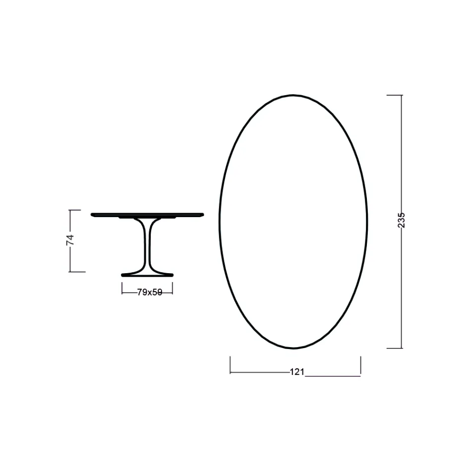 Eero Saarinen Tulip Table H 73 Oval i lys valnøddebejdset eg fremstillet i Italien - Scarlet Viadurini