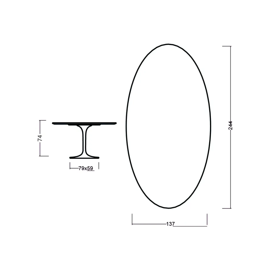 Eero Saarinen Tulip Table H 73 Oval i lys valnøddebejdset eg fremstillet i Italien - Scarlet Viadurini