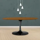 Eero Saarinen Tulip Table H 73 Oval i lys valnøddebejdset eg fremstillet i Italien - Scarlet Viadurini