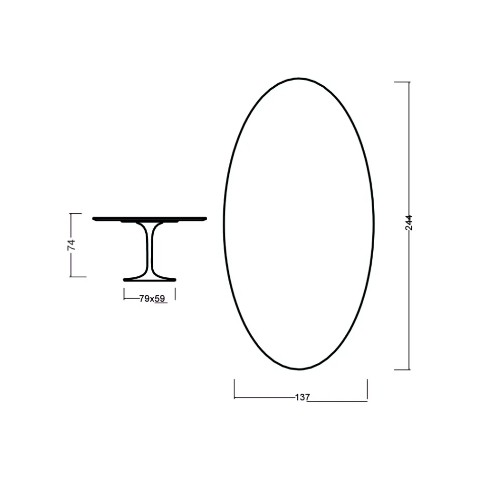 Eero Saarinen Tulip Table H 73 Oval i mørk valnøddebejdset eg fremstillet i Italien - Scarlet Viadurini
