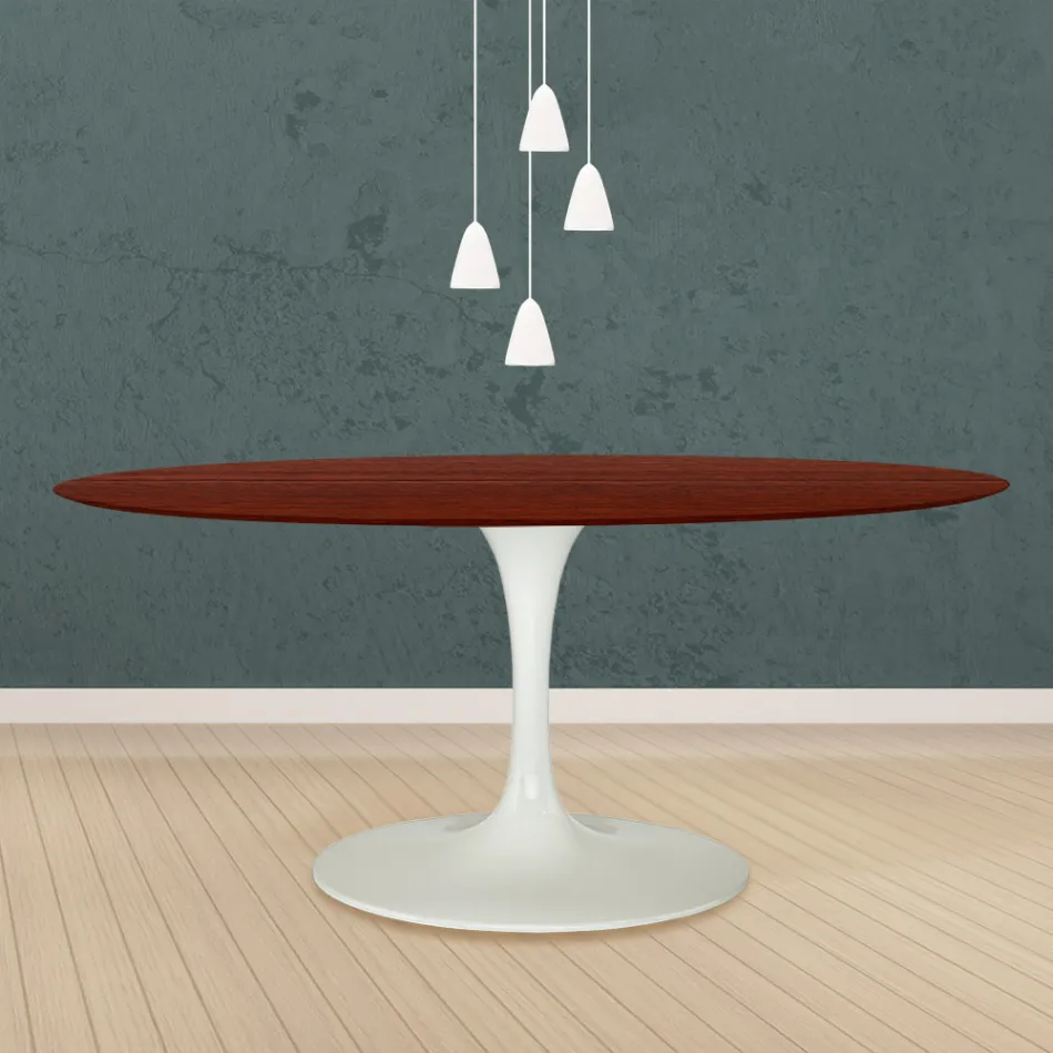 Eero Saarinen Tulip Table H 73 Oval i palisanderbejdset eg fremstillet i Italien - Scarlet Viadurini