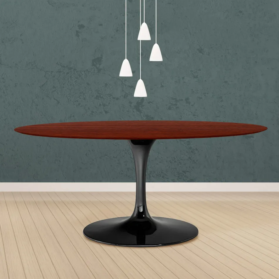 Eero Saarinen Tulip Table H 73 Oval i palisanderbejdset eg fremstillet i Italien - Scarlet Viadurini