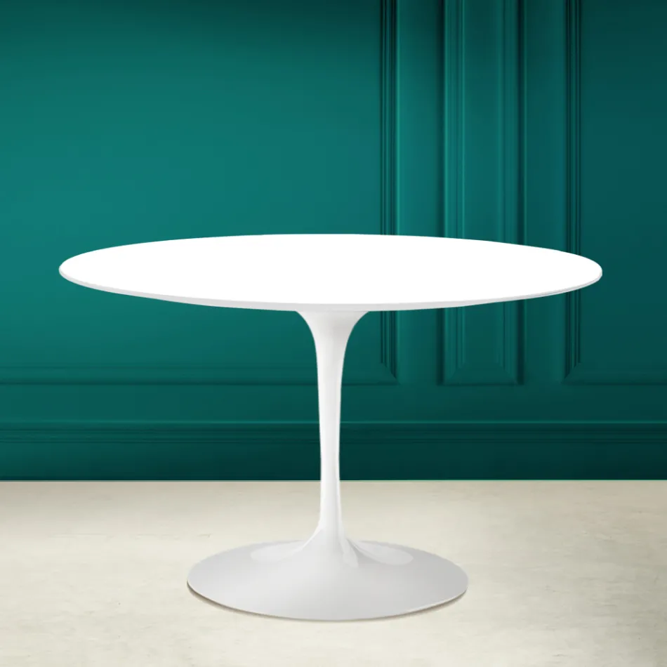 Tulip Table Eero Saarinen H 73 Round i absolut hvid fremstillet i Italien - Scarlet Viadurini