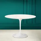 Tulipanbord Eero Saarinen H 73 rund i diamantcreme keramik fremstillet i Italien - Scarlet Viadurini