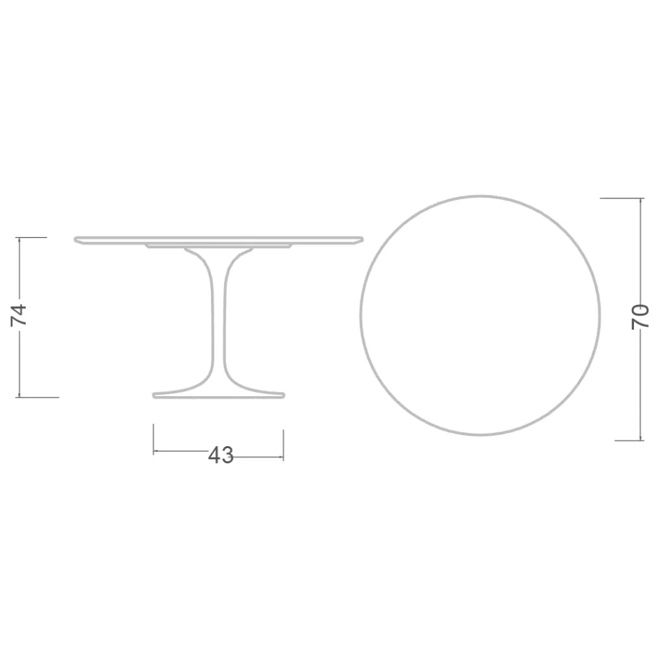 Tulipanbord Eero Saarinen H 73 Rundt i keramik Pietra Grey Made in Italy - Scarlet Viadurini
