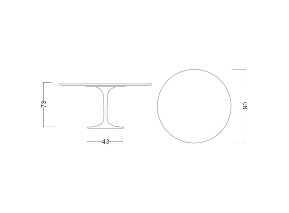 Tulipanbord Eero Saarinen H 73 Rundt i grå stenkeramik Made in Italy - Scarlet Viadurini