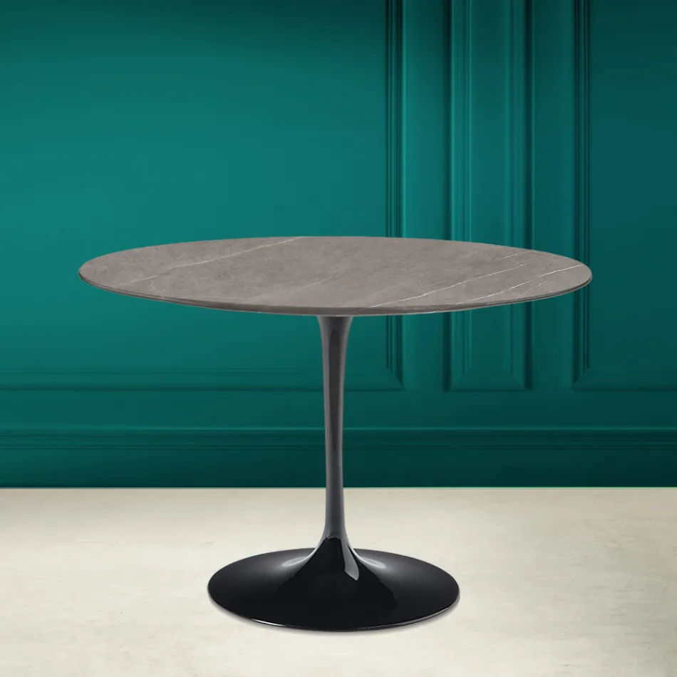 Tulipanbord Eero Saarinen H 73 Rundt i keramik Pietra Grey Made in Italy - Scarlet Viadurini