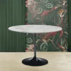Eero Saarinen Tulip Table H 73 Round i Arabescato-marmor fremstillet i Italien - Scarlet Viadurini