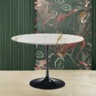 Tulipanbord Eero Saarinen H 73 Rundt i Guld Caracatta Marble Made in Italy - Scarlet Viadurini