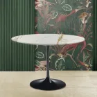 Eero Saarinen Tulip Table H 73 Round i Gold Caracatta Marble Made in Italy - Scarlet Viadurini