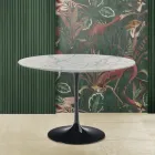 Tulipanbord Eero Saarinen H 73 Rundt i Carrara-marmor Statuarietto Viadurini
