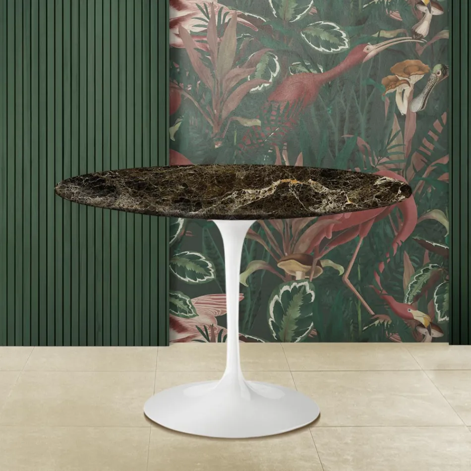 Eero Saarinen Tulip Table H 73 Round i mørk Emperador-marmor fremstillet i Italien - Scarlet Viadurini