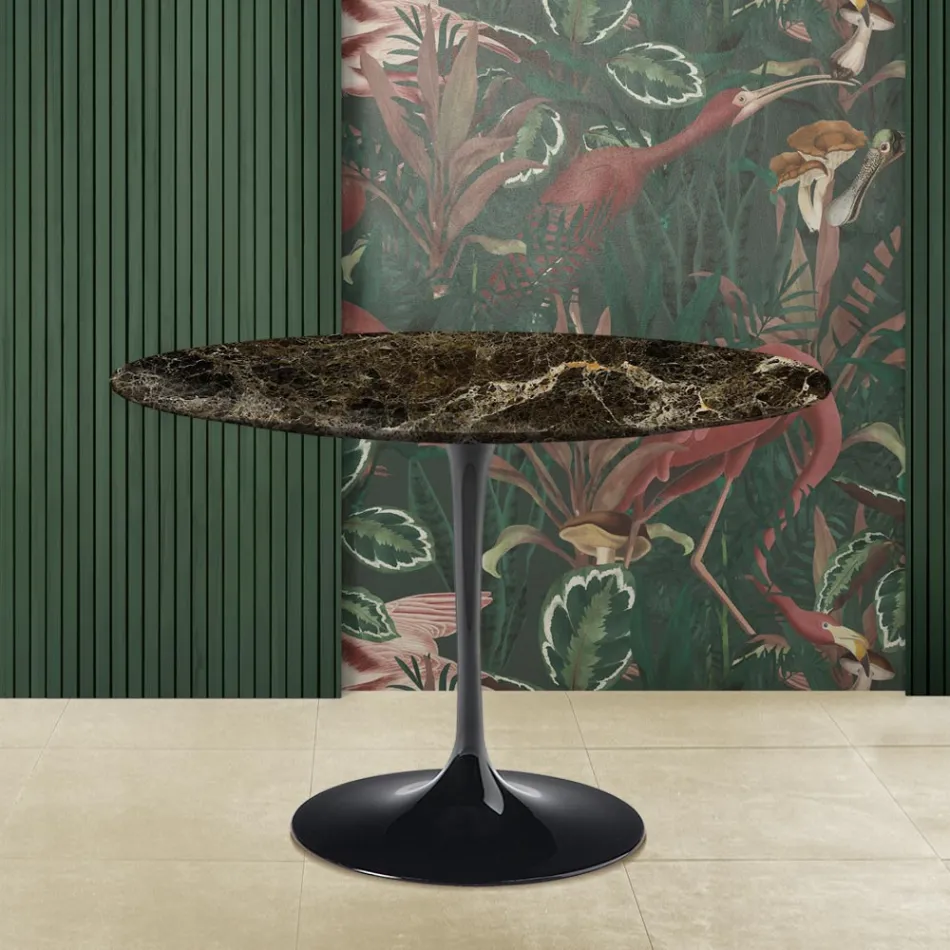 Eero Saarinen Tulip Table H 73 Round i mørk Emperador-marmor fremstillet i Italien - Scarlet Viadurini