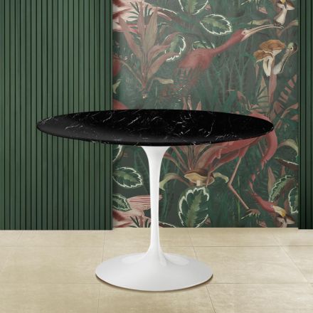 Eero Saarinen Tulip Table H 73 Round i sort Marquinia-marmor fremstillet i Italien - Scarlet Viadurini