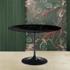 Eero Saarinen Tulip Table H 73 Round i sort Marquinia-marmor fremstillet i Italien - Scarlet Viadurini