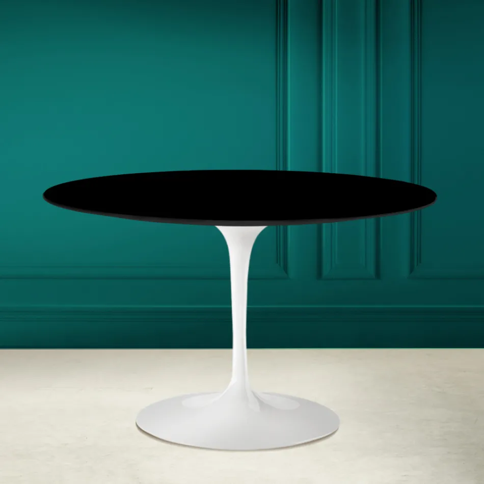 Tulip Table Eero Saarinen H 73 Round i absolut sort fremstillet i Italien - Scarlet Viadurini