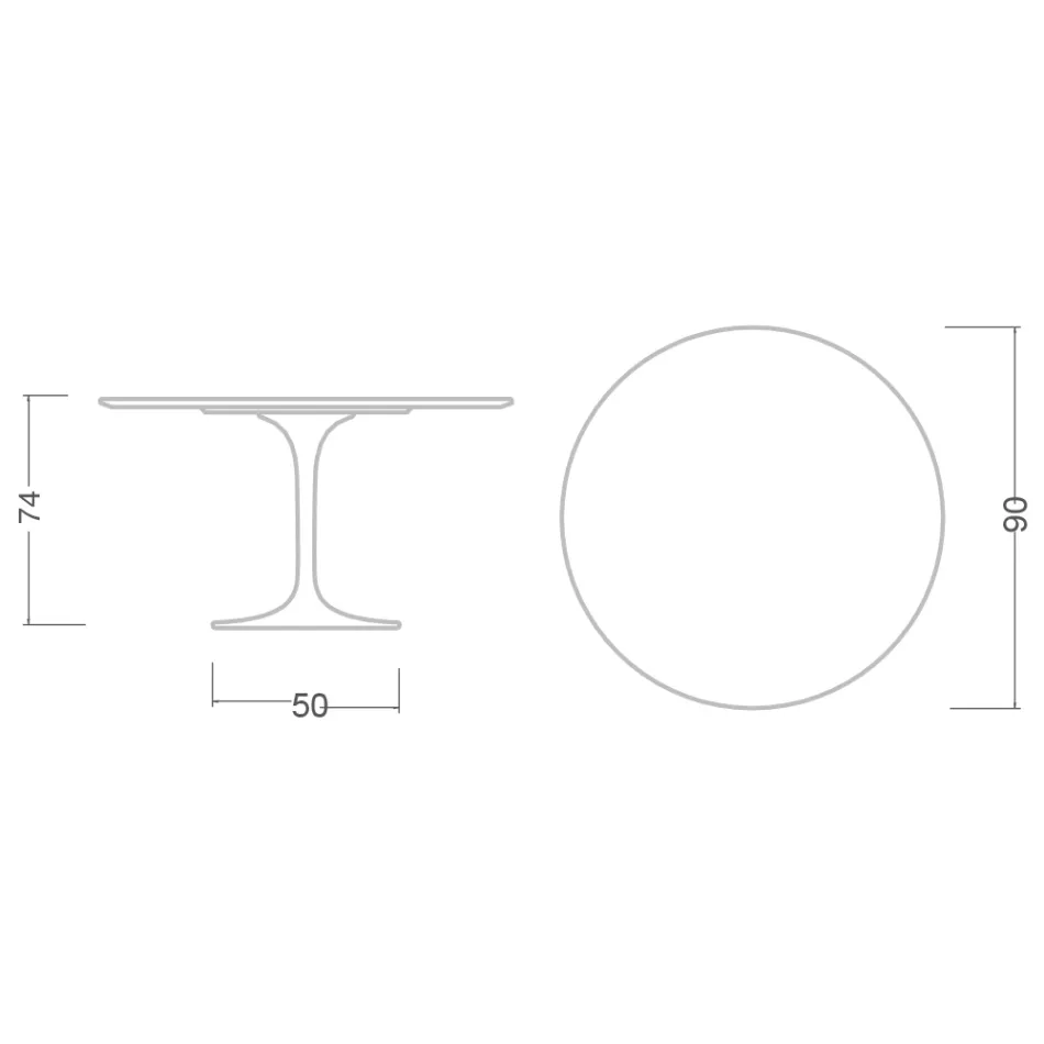 Tulip Table Eero Saarinen H 73 Round i absolut sort fremstillet i Italien - Scarlet Viadurini