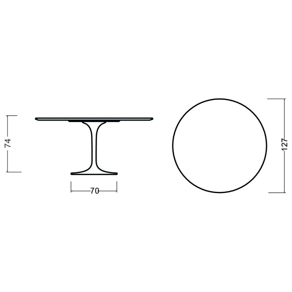 Tulip Table Eero Saarinen H 73 Round i naturlig eg fremstillet i Italien - Scarlet Viadurini