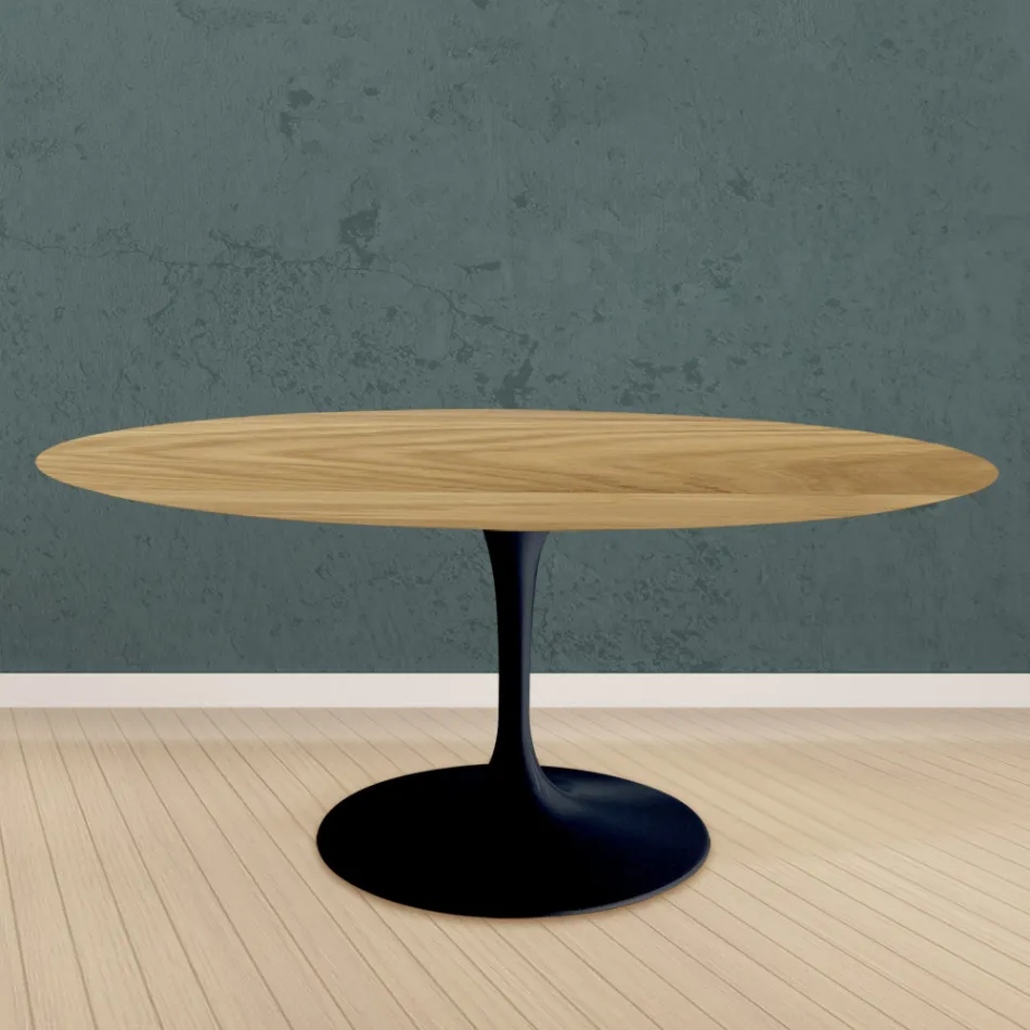 Tulip Table Eero Saarinen H 73 Round i naturlig eg fremstillet i Italien - Scarlet Viadurini