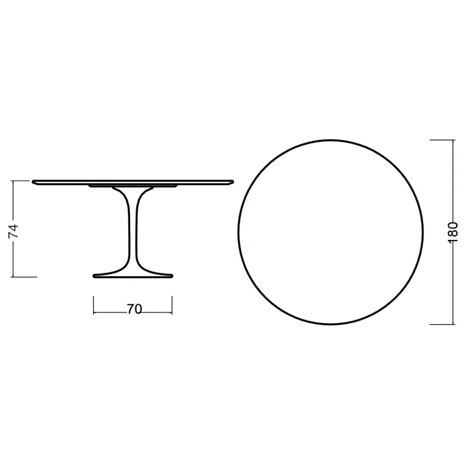Tulip Table Eero Saarinen H 73 Round i kirsebærbejdset eg fremstillet i Italien - Scarlet Viadurini