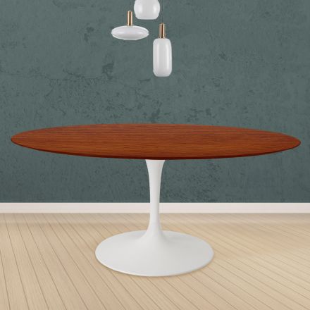 Tulip Table Eero Saarinen H 73 Round i kirsebærbejdset eg fremstillet i Italien - Scarlet Viadurini