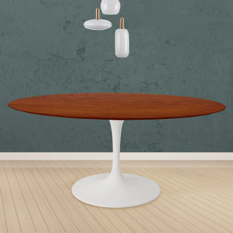 Tulip Table Eero Saarinen H 73 Round i kirsebærbejdset eg fremstillet i Italien - Scarlet Viadurini
