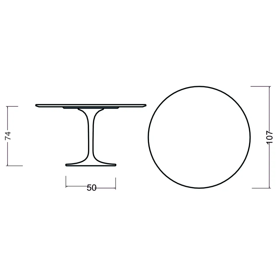 Tulip Table Eero Saarinen H 73 Round i kirsebærbejdset eg fremstillet i Italien - Scarlet Viadurini