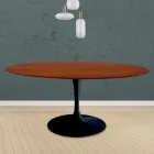 Tulip Table Eero Saarinen H 73 Round i kirsebærbejdset eg fremstillet i Italien - Scarlet Viadurini