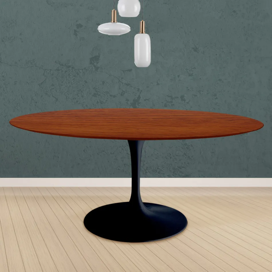 Tulip Table Eero Saarinen H 73 Round i kirsebærbejdset eg fremstillet i Italien - Scarlet Viadurini