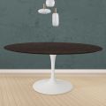 Tulip Table Eero Saarinen H 74 Round i Eg Bejdset Moka Made in Italy - Scarlet