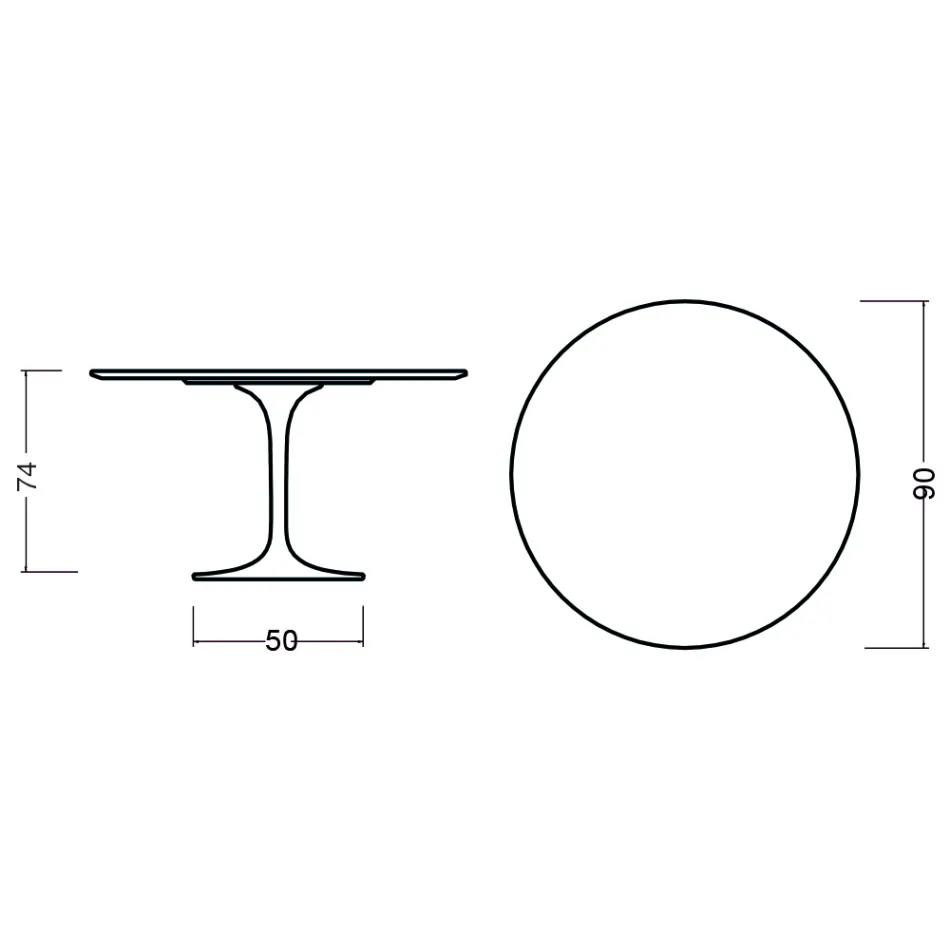 Tulip Table Eero Saarinen H 73 Round i Eg Bejdset Moka Made in Italy - Scarlet Viadurini