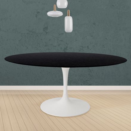 Tulip Table Eero Saarinen H 73 Round i sortbejdset eg fremstillet i Italien - Scarlet Viadurini