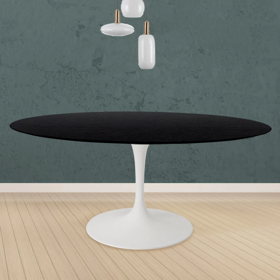 Tulip Table Eero Saarinen H 73 Round i sortbejdset eg fremstillet i Italien - Scarlet Viadurini