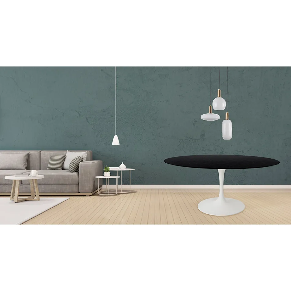 Tulip Table Eero Saarinen H 73 Round i sortbejdset eg fremstillet i Italien - Scarlet Viadurini