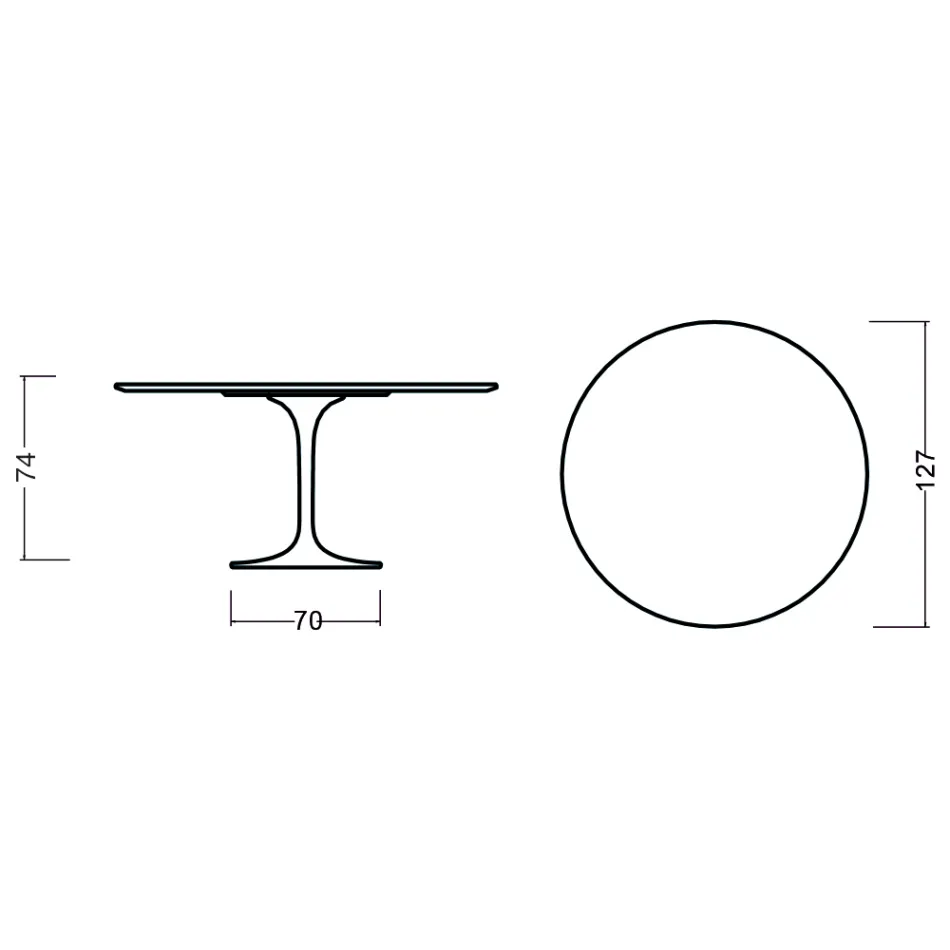 Tulip Table Eero Saarinen H 73 Round i sortbejdset eg fremstillet i Italien - Scarlet Viadurini