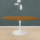 Eero Saarinen Tulip Table H 73 Round i Eg Bejdset Lys Valnød Made in Italy - Scarlet Viadurini