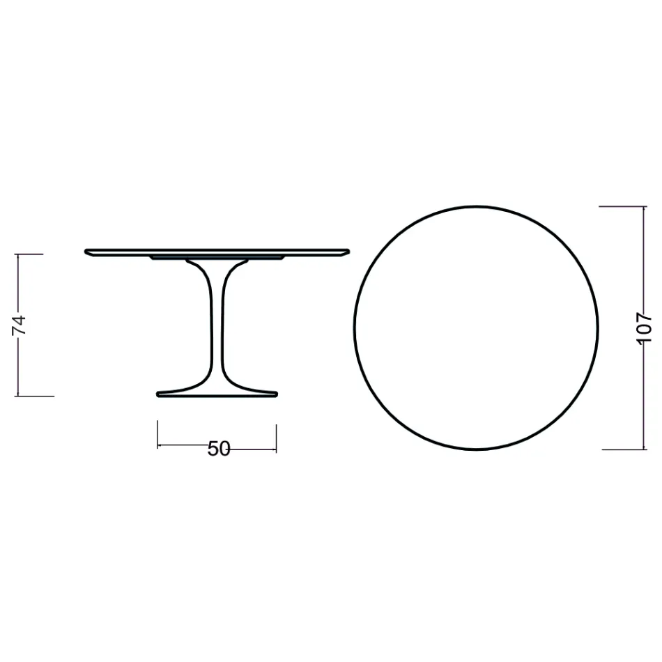Eero Saarinen Tulip Table H 73 Round i mørk valnøddebejdset eg fremstillet i Italien - Scarlet Viadurini