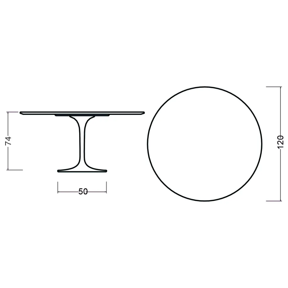 Eero Saarinen Tulip Table H 73 Round i mørk valnøddebejdset eg fremstillet i Italien - Scarlet Viadurini
