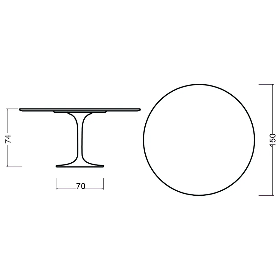 Eero Saarinen Tulip Table H 73 Round i mørk valnøddebejdset eg fremstillet i Italien - Scarlet Viadurini